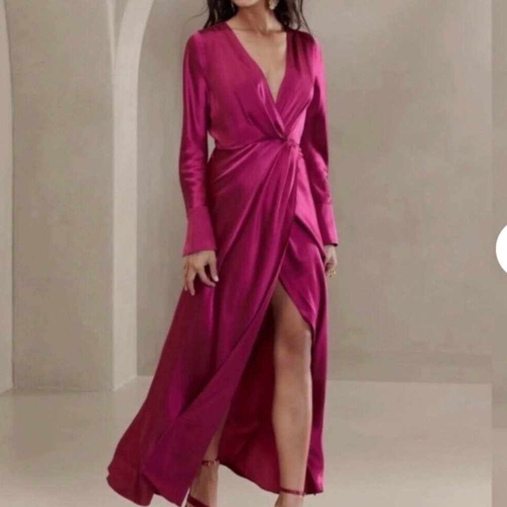 Banana Republic Pink Burgundy Wrap Dress